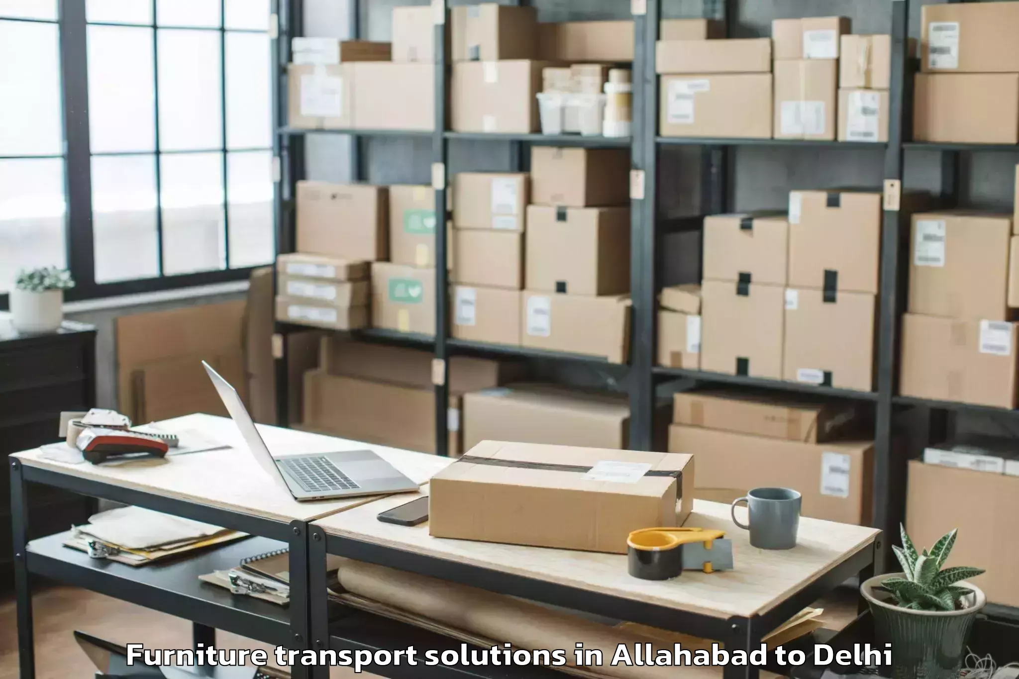 Book Allahabad to Kalkaji Furniture Transport Solutions Online